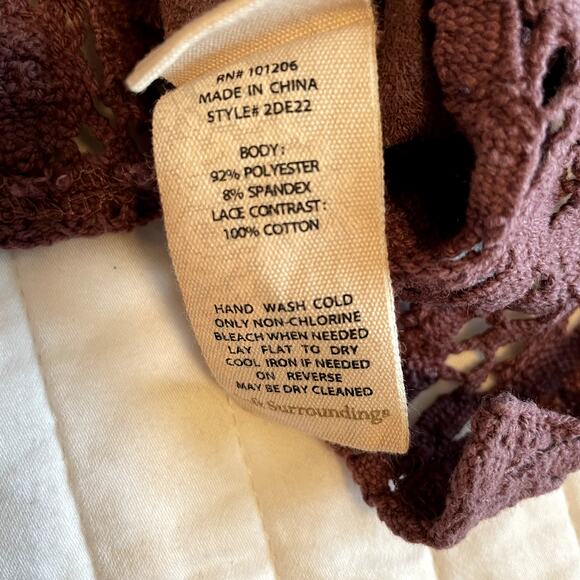 Soft Surroundings Women's Faux Suede Crochet Trim Pullover, size Large - Picture 7 of 8